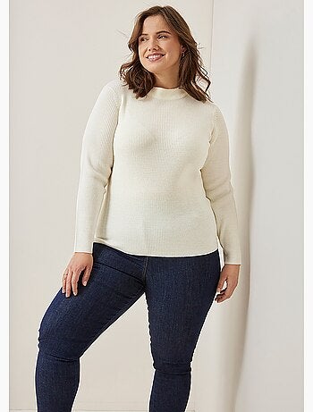 Jersey corto de punto canalé con cuello alto