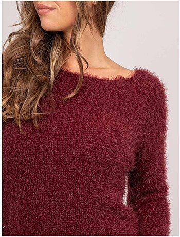 Jersey corto de punto peludo con escote despejado kynaelle