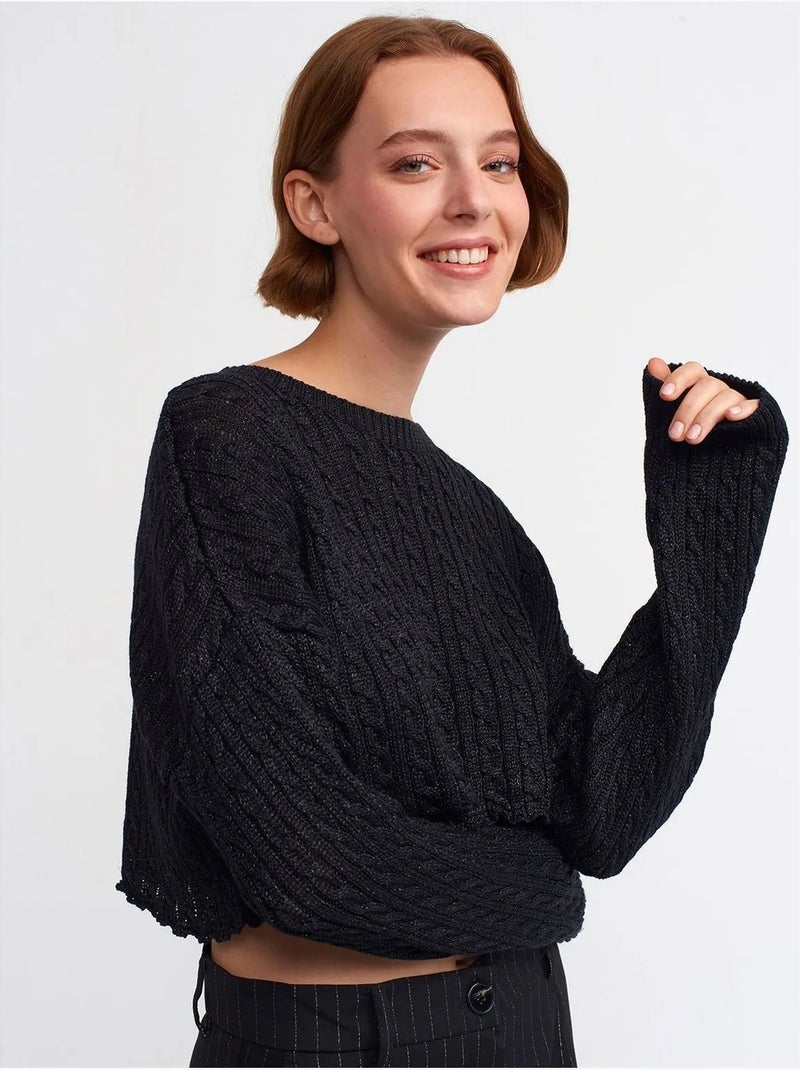 Jersey corto de punto trenzado con cuello redondo dilvin Negro - Kiabi