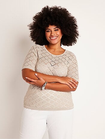 Jersey corto fino calado con manga corta. - Afibel