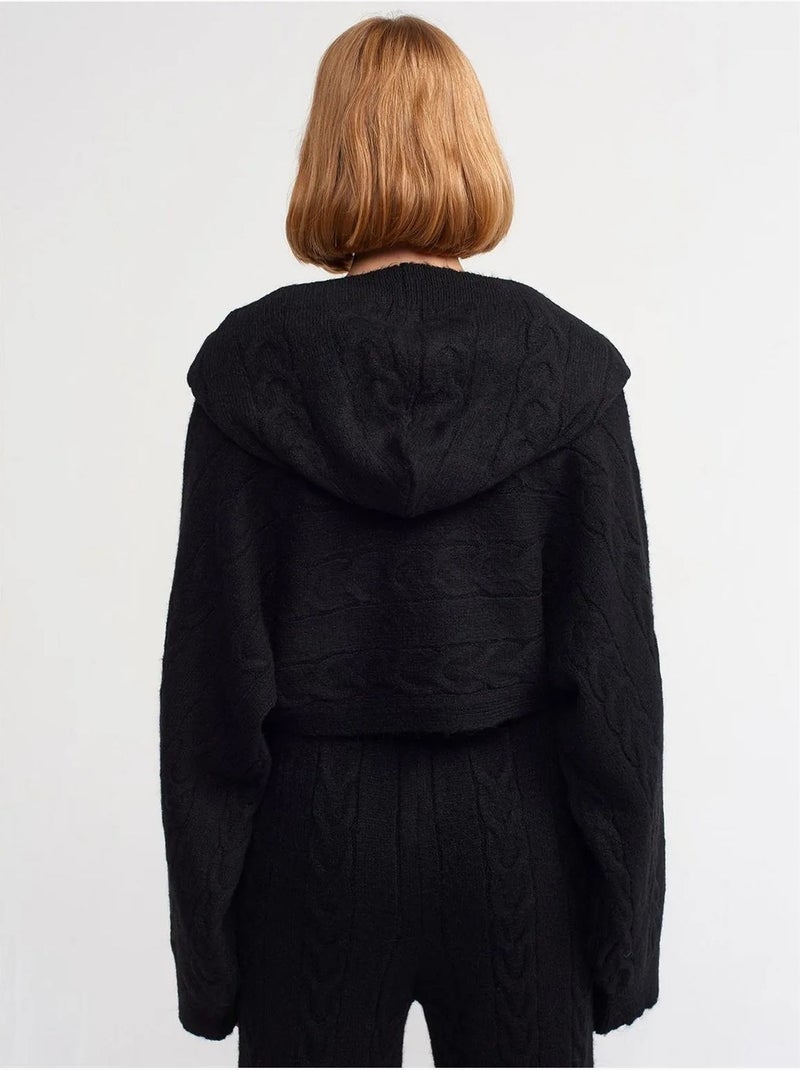 Jersey corto oversize de punto trenzado con capucha Negro - Kiabi