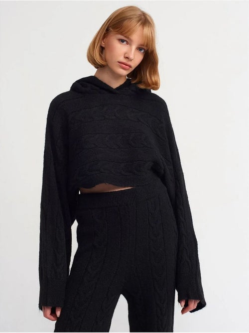 Jersey corto oversize de punto trenzado con capucha - Kiabi Jersey corto oversize de punto trenzado con capucha - Kiabi