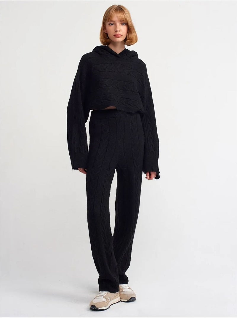 Jersey corto oversize de punto trenzado con capucha Negro - Kiabi