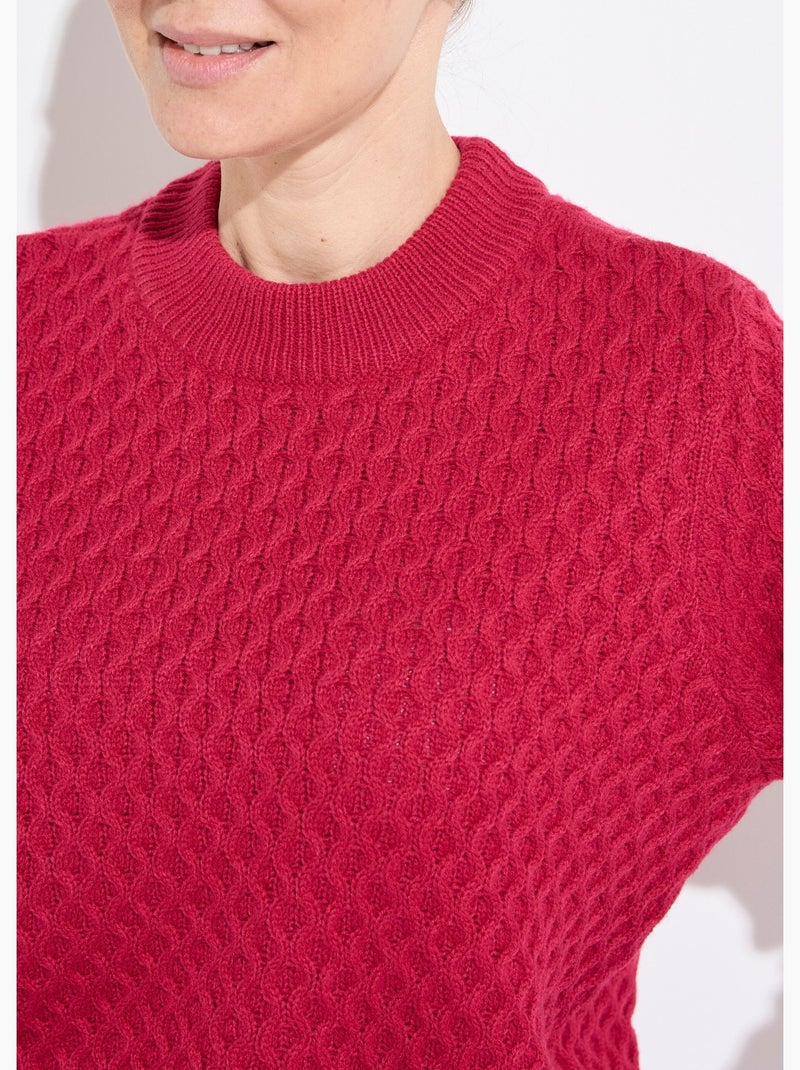 Jersey corto y cálido con cuello alto de punto grueso. - Afibel Rosa fucsia - Kiabi