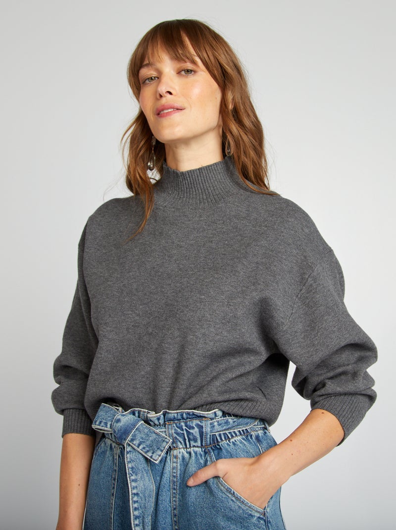 Jersey crop top ancho GRIS - Kiabi