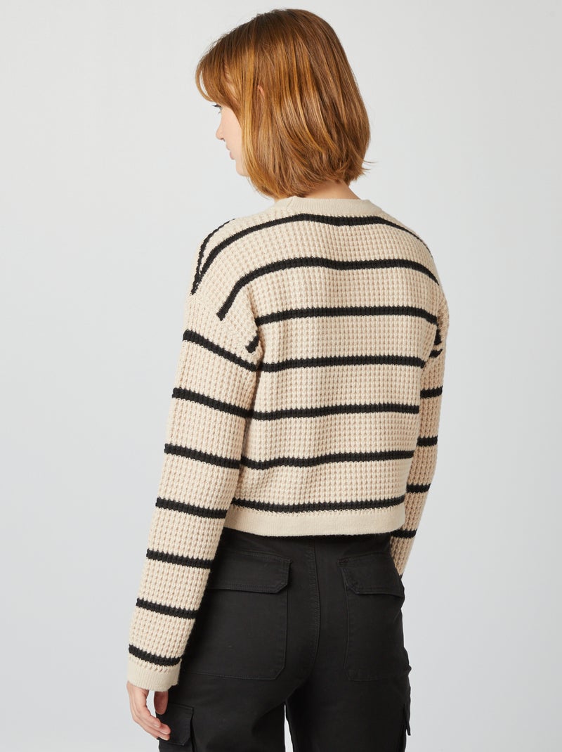 Jersey crop top de punto de fantasía BEIGE - Kiabi