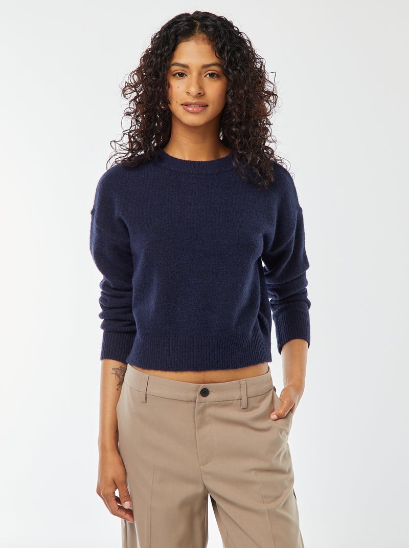 Jersey crop top de punto suave Azul - Kiabi