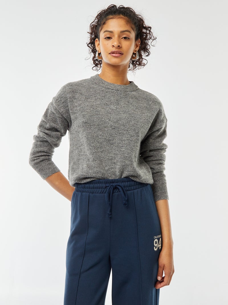 Jersey crop top de punto suave Gris - Kiabi