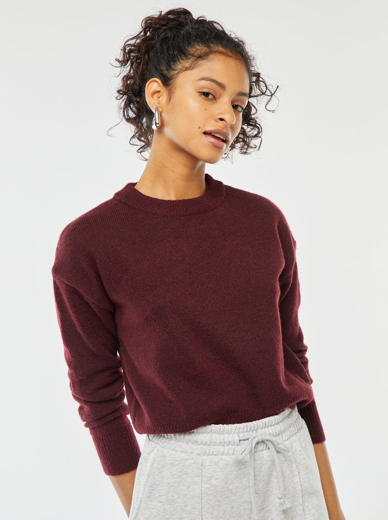 Jersey crop top de punto suave rojo - Kiabi