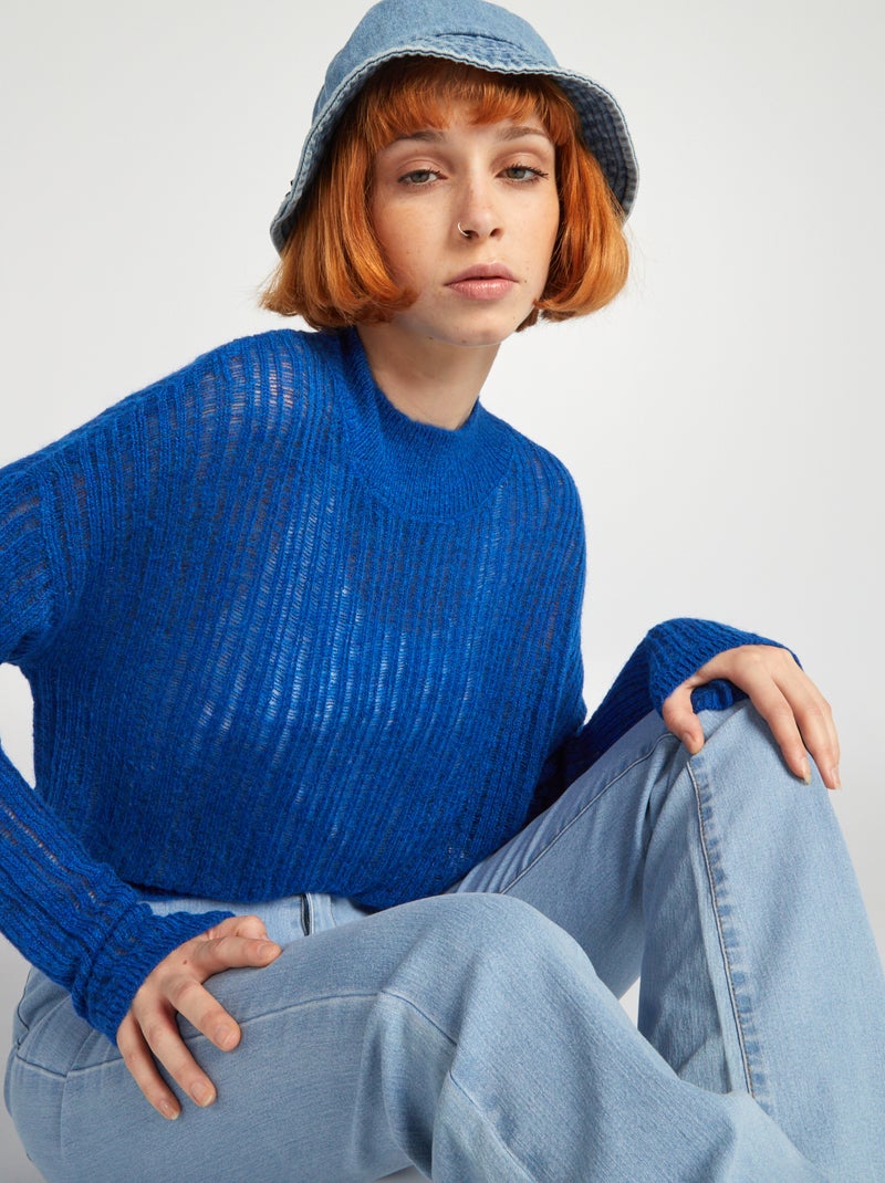 Jersey crop top punto fino AZUL - Kiabi