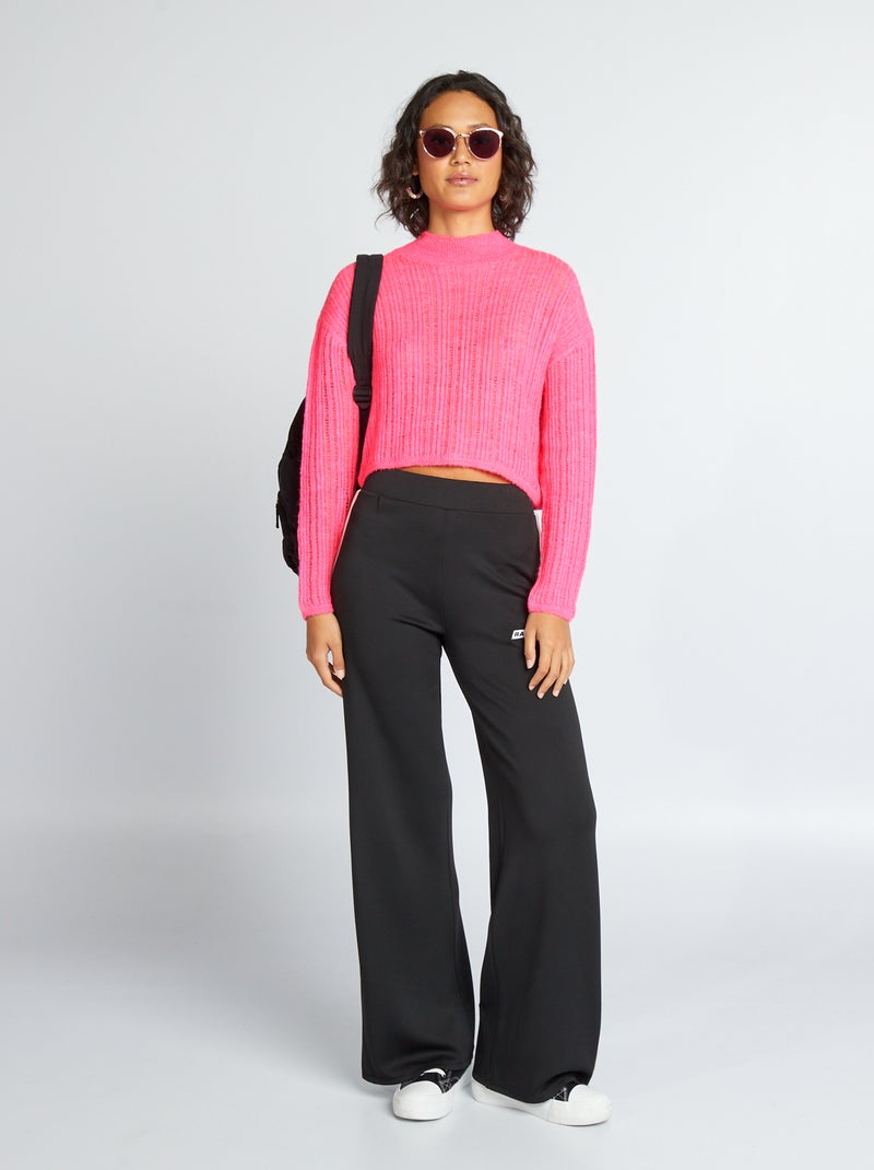 Jersey crop top punto fino ROSA - Kiabi