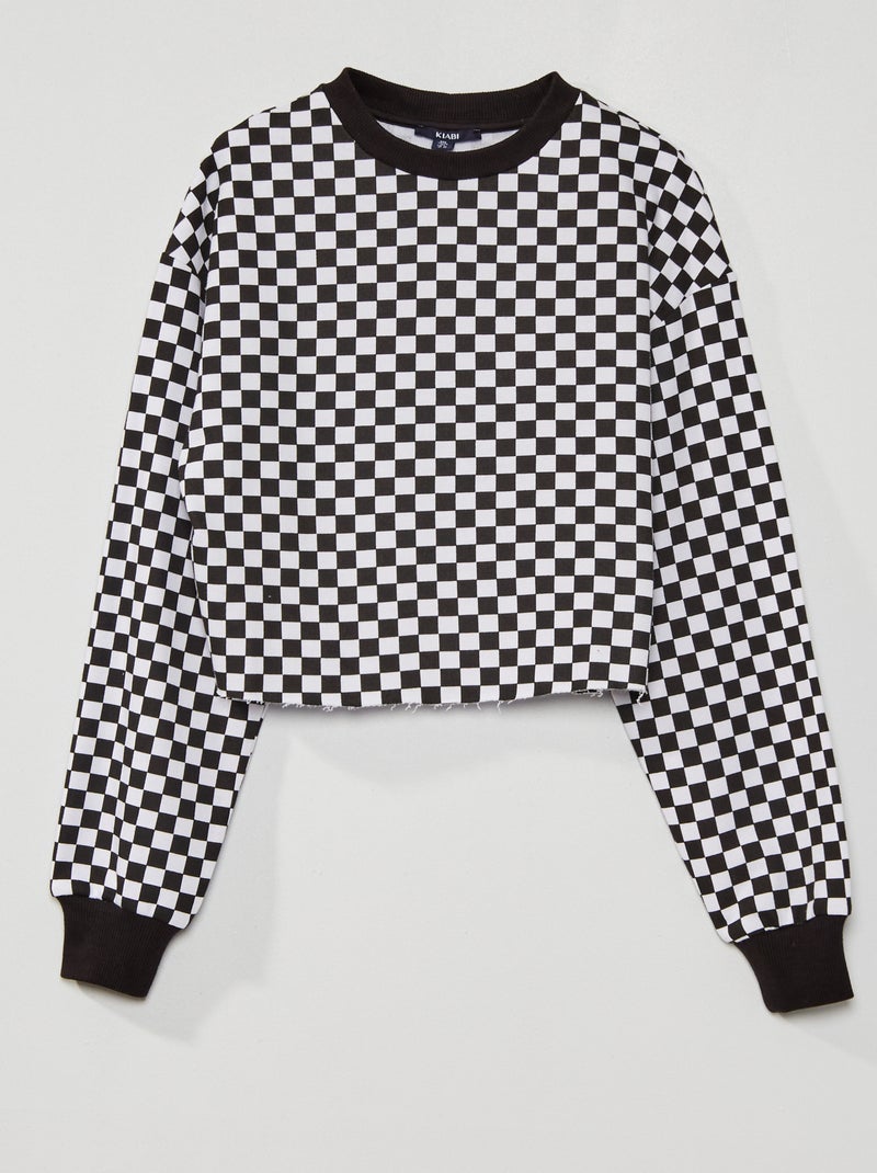 Jersey cropped 'damero' Negro - Kiabi