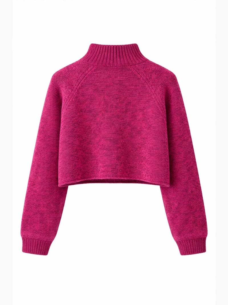 Jersey cropped de punto texturizado para mujer mixray Violeta ciruela - Kiabi