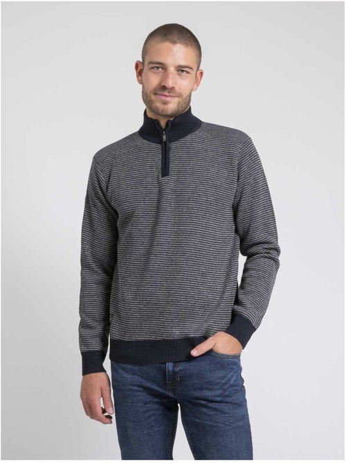 Jersey cuello alto con cremallera a rayas LIMEROU - Kiabi