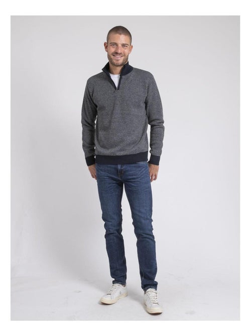 Jersey cuello alto con cremallera a rayas LIMEROU - Kiabi