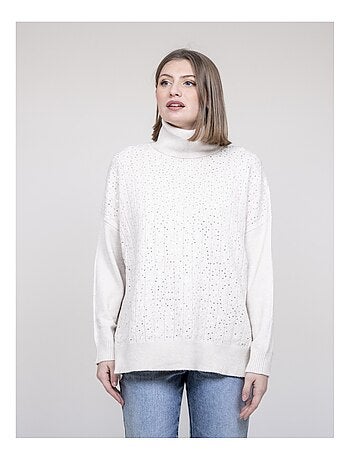 Jersey cuello alto con lentejuelas KARLINE