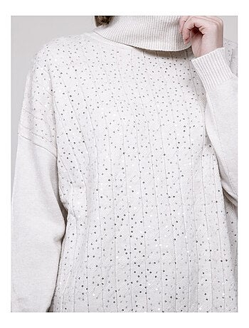 Jersey cuello alto con lentejuelas KARLINE