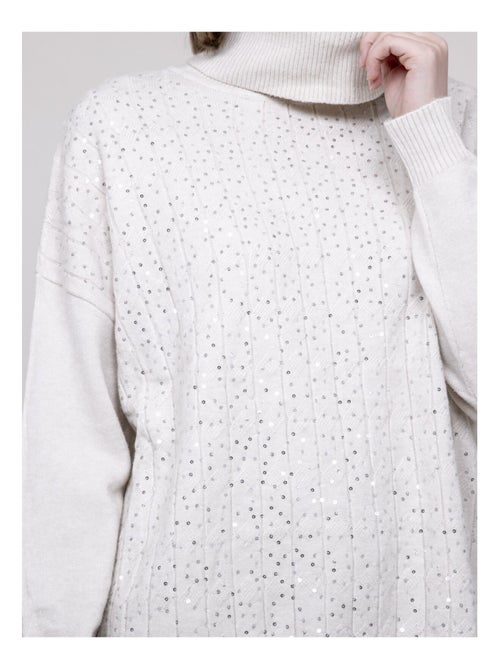 Jersey cuello alto con lentejuelas KARLINE - Kiabi