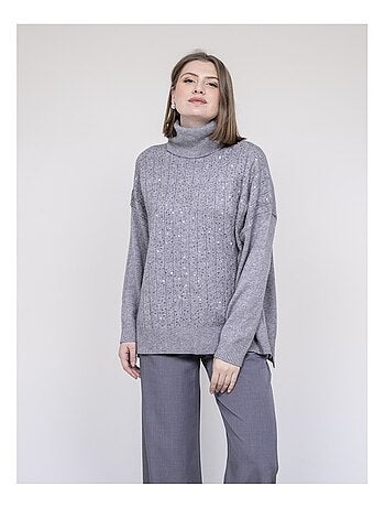 Jersey cuello alto con lentejuelas KARLINE