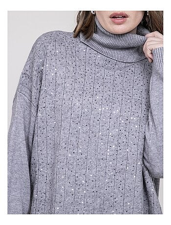 Jersey cuello alto con lentejuelas KARLINE