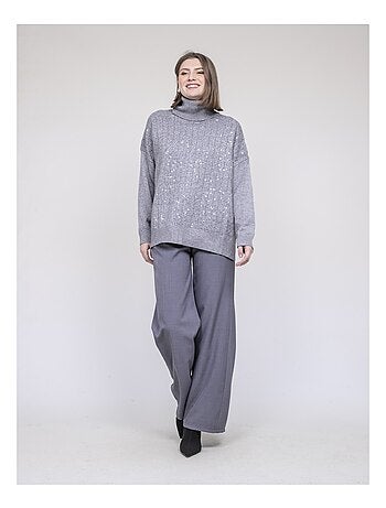 Jersey cuello alto con lentejuelas KARLINE