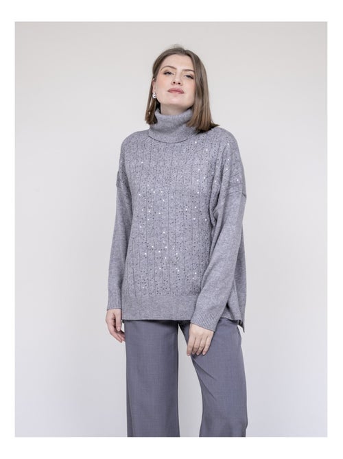 Jersey cuello alto con lentejuelas KARLINE - Kiabi