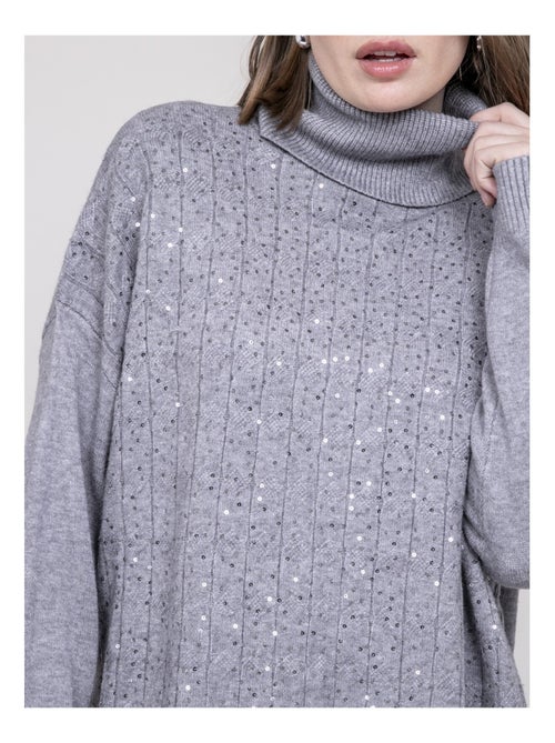 Jersey cuello alto con lentejuelas KARLINE - Kiabi