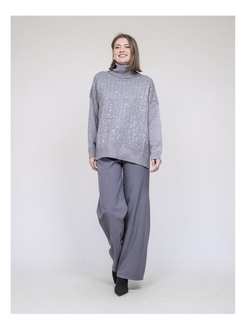 Jersey cuello alto con lentejuelas KARLINE - Kiabi