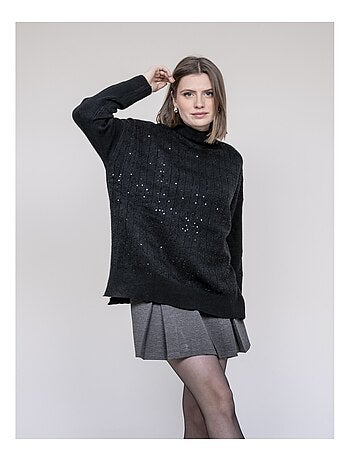 Jersey cuello alto con lentejuelas KARLINE