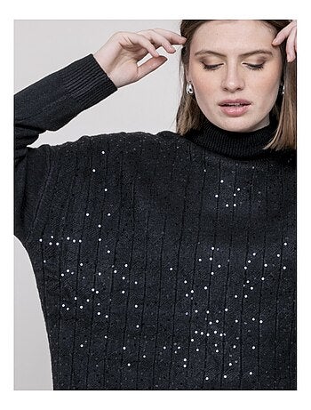 Jersey cuello alto con lentejuelas KARLINE