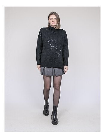 Jersey cuello alto con lentejuelas KARLINE