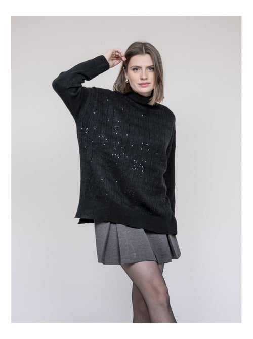 Jersey cuello alto con lentejuelas KARLINE - Kiabi