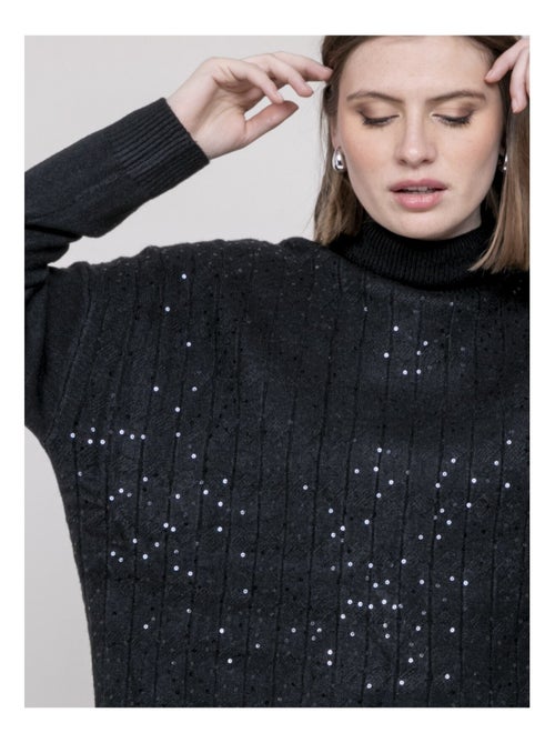 Jersey cuello alto con lentejuelas KARLINE - Kiabi