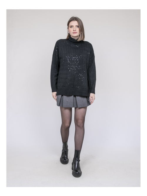Jersey cuello alto con lentejuelas KARLINE - Kiabi