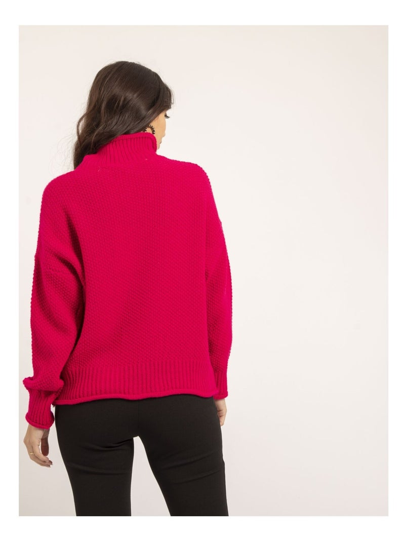 Jersey cuello alto KIANTY Rosa fucsia - Kiabi