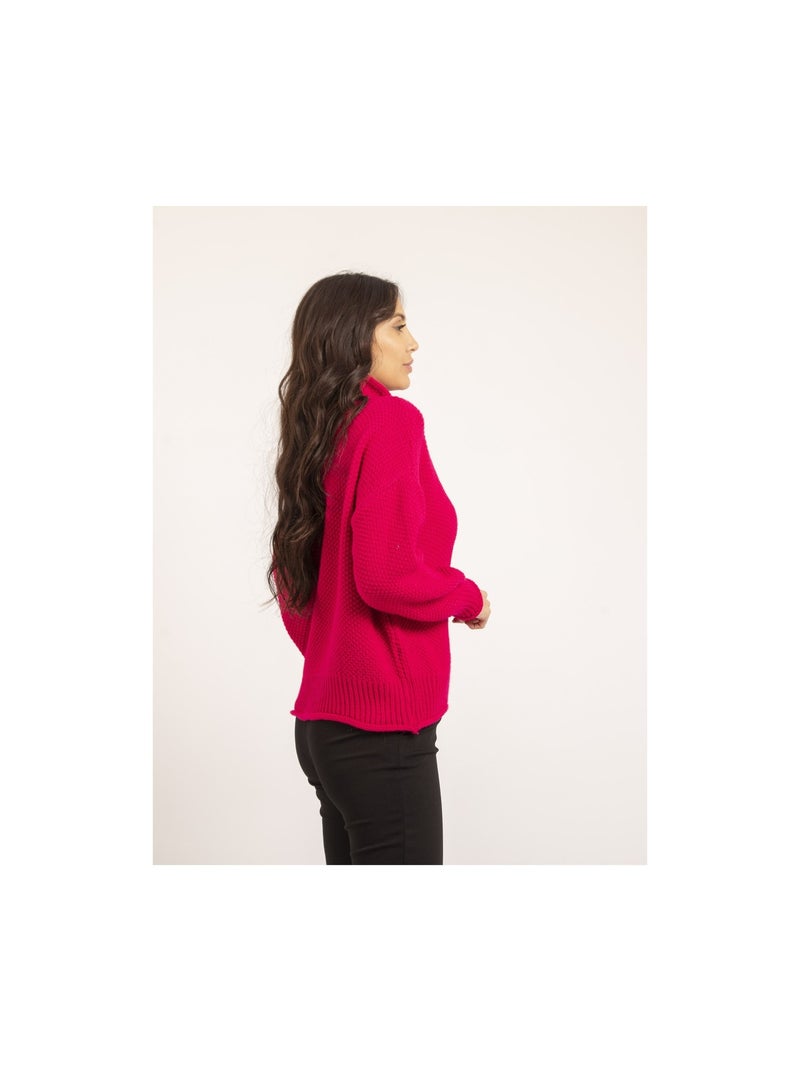 Jersey cuello alto KIANTY Rosa fucsia - Kiabi