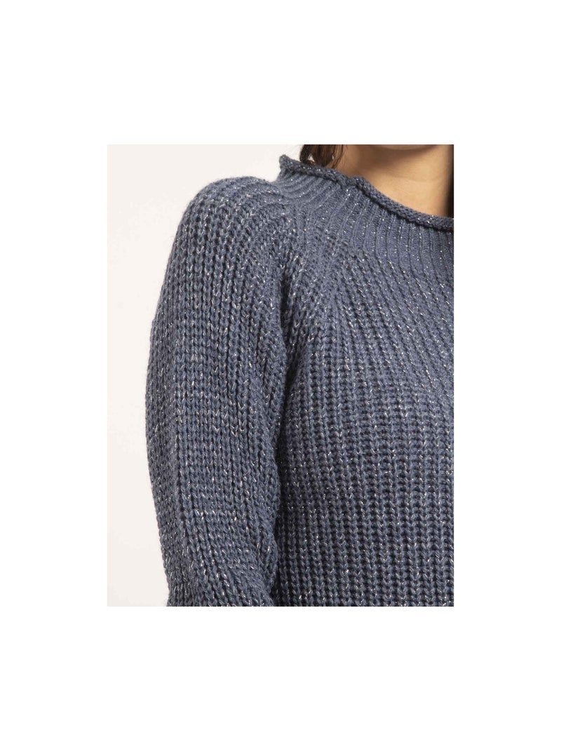 Jersey cuello alto lurex KAMPALA Azul - Kiabi