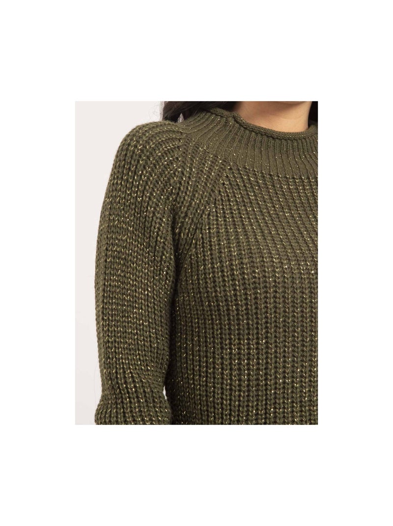 Jersey cuello alto lurex KAMPALA Caqui - Kiabi