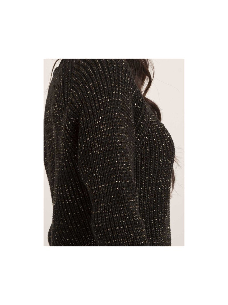 Jersey cuello alto lurex KAMPALA Negro - Kiabi