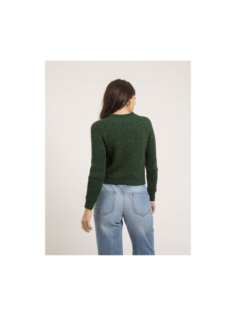 Jersey cuello alto lurex KAMPALA Verde bosque - Kiabi