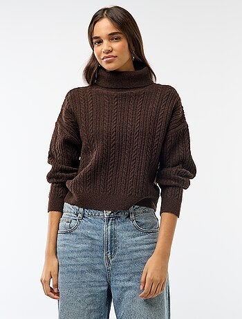 Jersey cuello alto punto trenzado