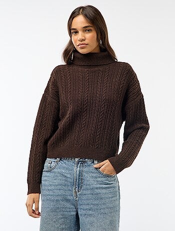 Jersey cuello alto punto trenzado