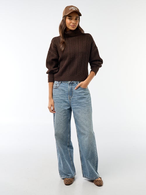 Jersey cuello alto punto trenzado - Kiabi