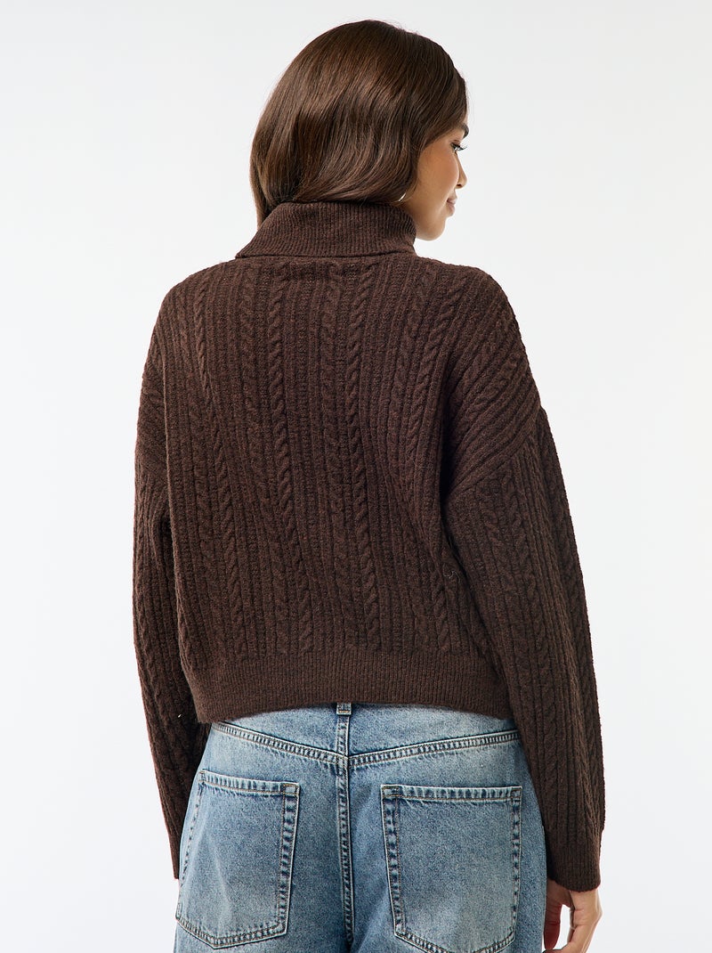 Jersey cuello alto punto trenzado Beige - Kiabi