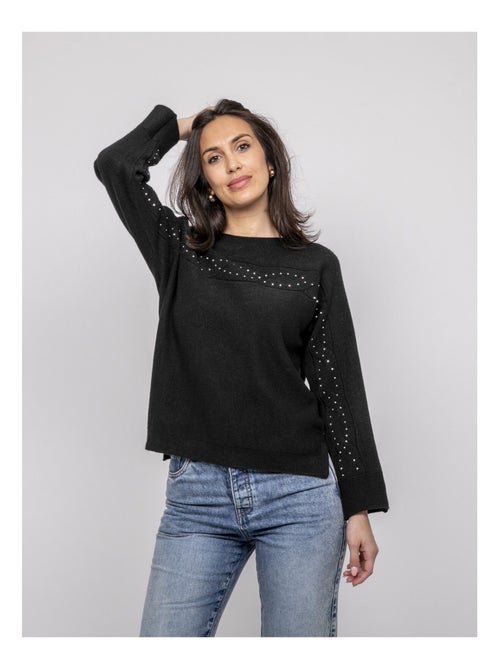 Jersey cuello barco con strass KAJU - Kiabi