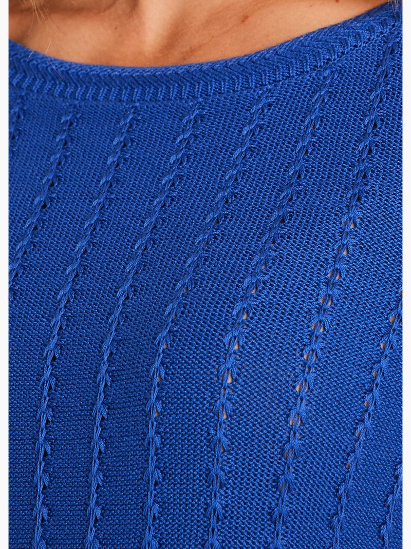 Jersey cuello barco y manga 3/4 - Afibel Azul - Kiabi