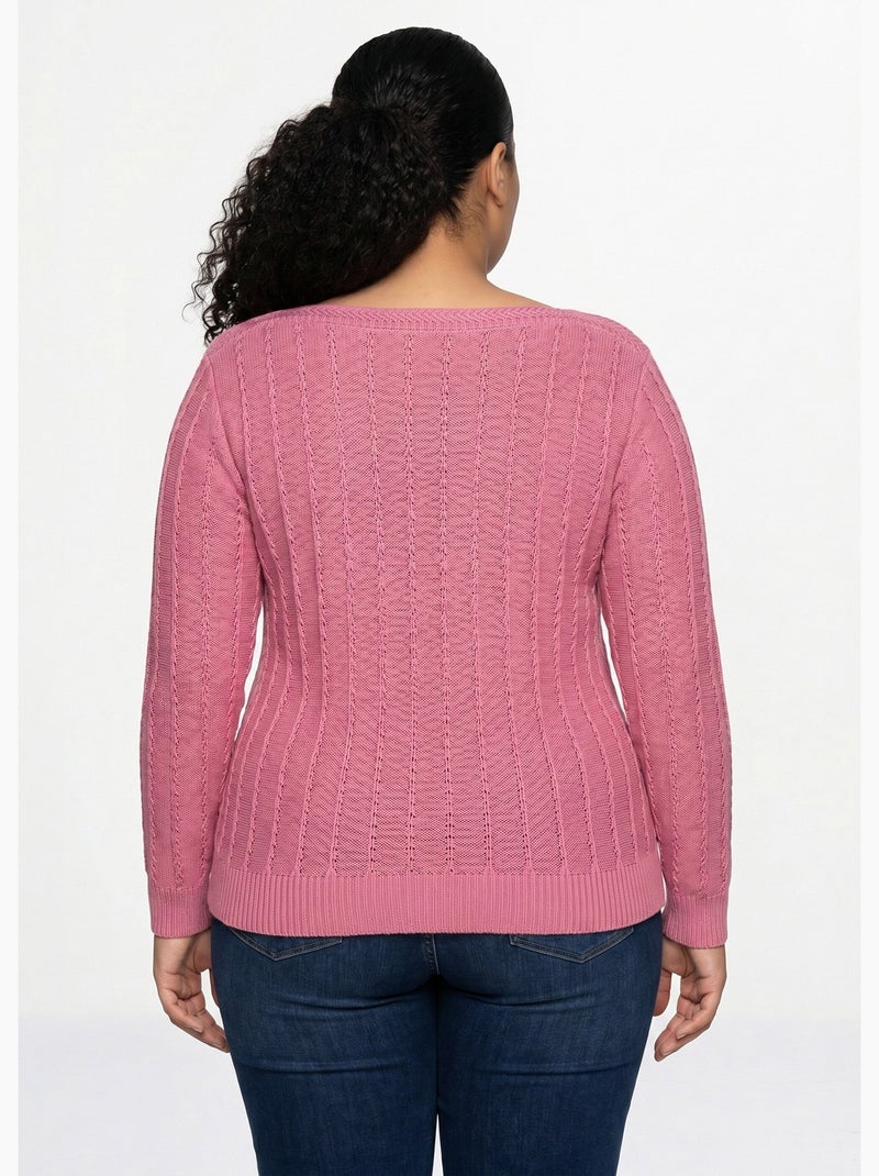 Jersey cuello barco y manga 3/4 - Afibel Rosa - Kiabi