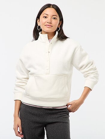 Jersey cuello camionero en tejido efecto borreguito