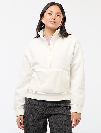 Jersey cuello camionero en tejido efecto borreguito