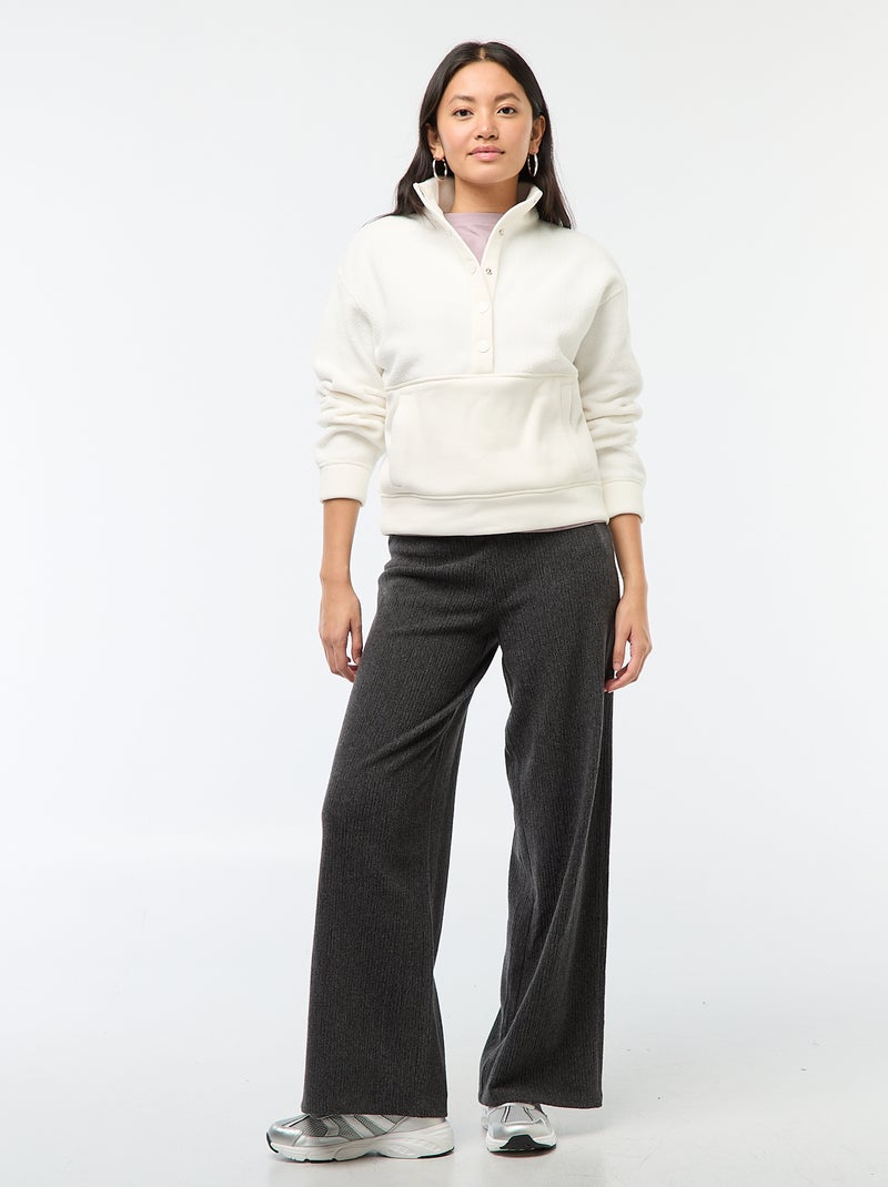 Jersey cuello camionero en material efecto borreguito Blanco - Kiabi